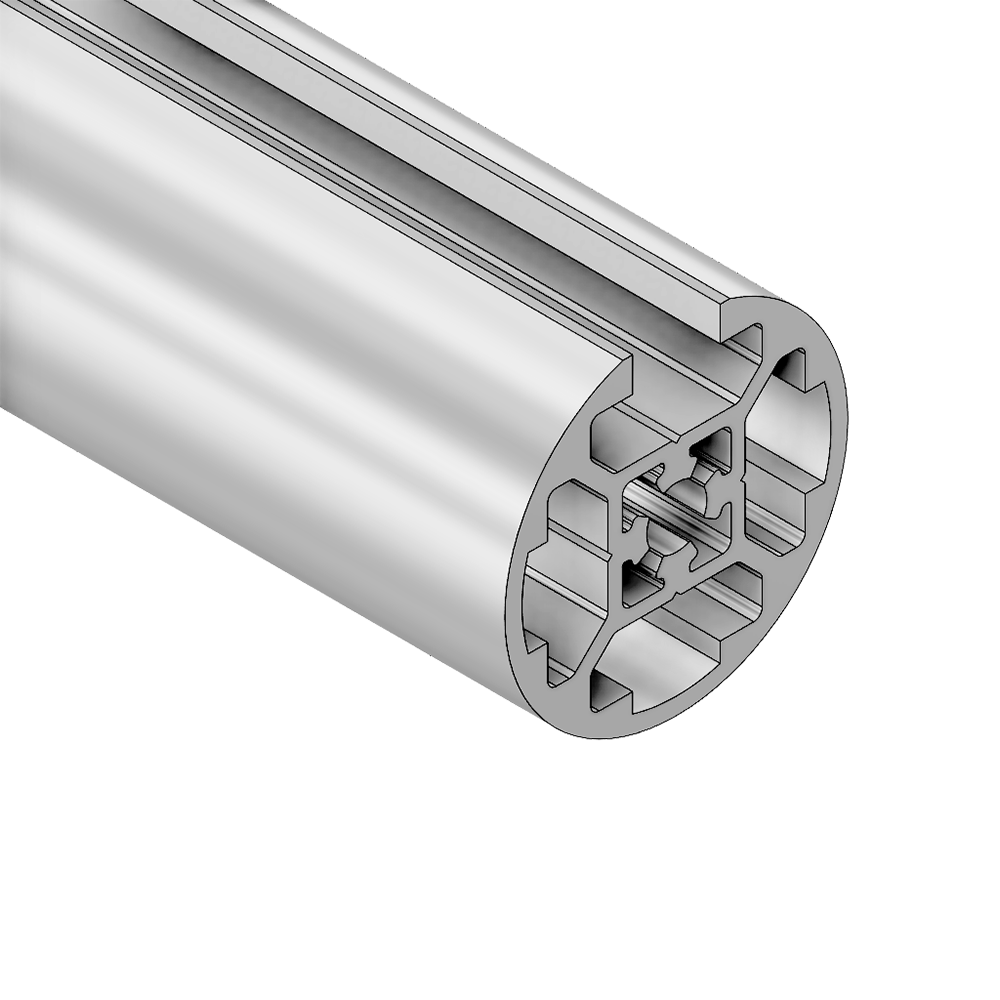 10-40R1-0-100MM ALUMINUM PROFILE 40MM ROUND<br>1-SLOT, CUT TO LENGTH OF 100MM